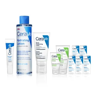 【CeraVe 適樂膚】全臉抗敏修復大全配★全效亮眼修護精萃14ml+全效極潤修護精華水+全效超級修護乳 52ml