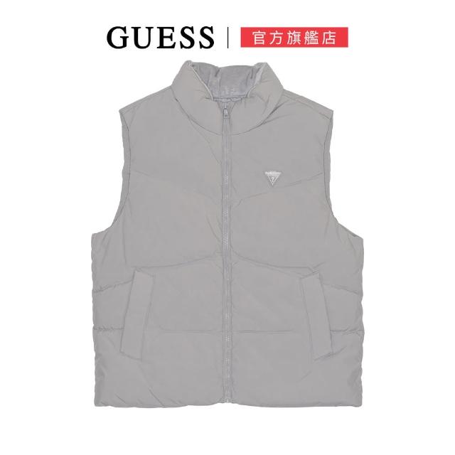 【GUESS】經典LOGO輕量立領羽絨背心(兩色任選)