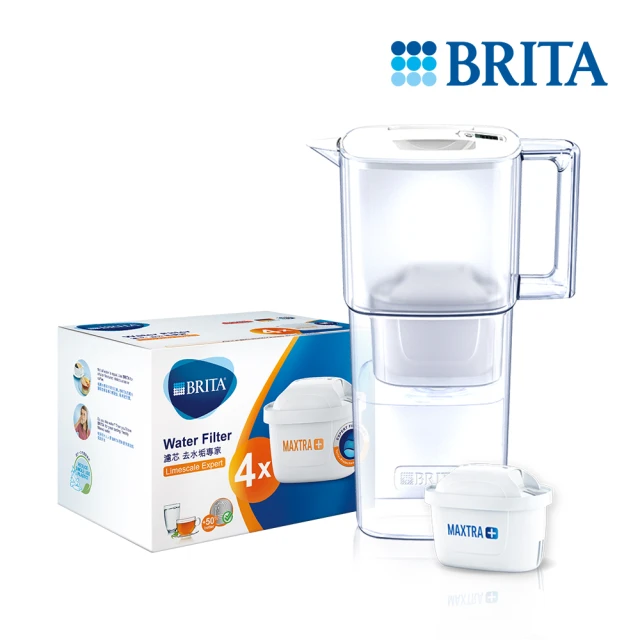 【BRITA】官方直營 日系力酷濾水壺+去水垢4入濾芯(共1壺5芯)