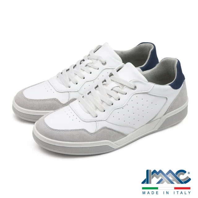 IMAC 義大利原廠超輕量透氣拼接綁帶休閒鞋 白色(552001-WH)