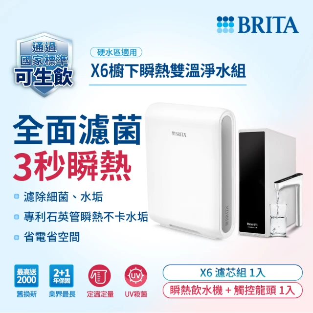 【德國BRITA官方】mypure pro X6櫥下瞬熱雙溫淨水組(白色)