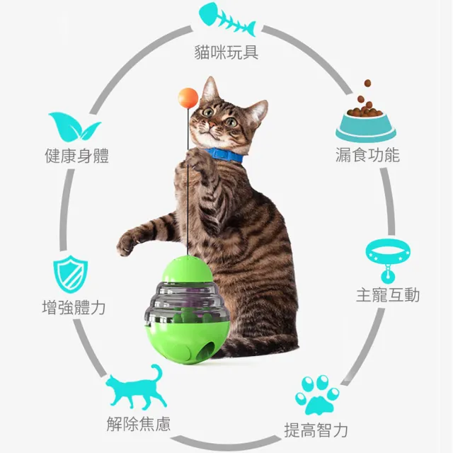 【媽媽咪呀】好好玩不倒翁漏食玩具/逗貓棒/寵物玩具(貓玩具 狗玩具)