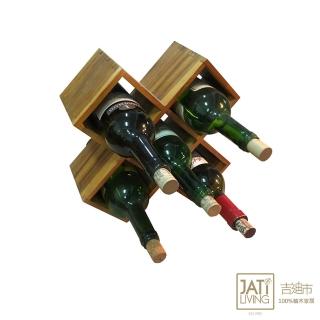 【吉迪市柚木傢俱】柚木多邊型酒瓶架 LT-091C(洋酒架 紅酒架 木酒架 擺飾 置物架)