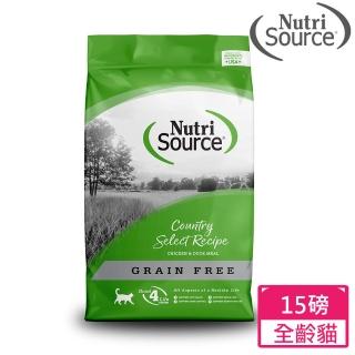 【Nutri Source 新萃】NS經典鮮肉-無穀全齡貓鄉村-嫩雞+野鴨 腸道保健15LB(WDJ推薦 老貓 成貓 幼貓 貓飼料)