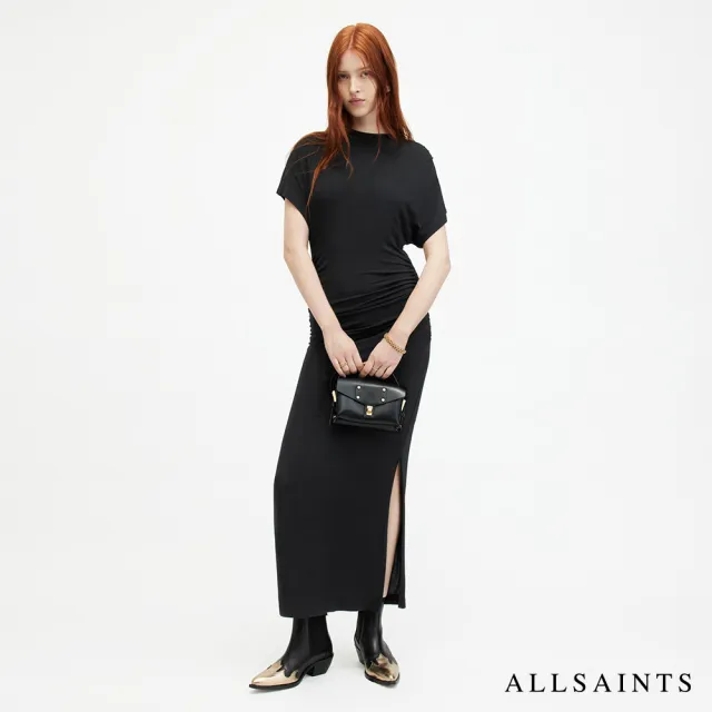 【ALLSAINTS】獨特修身細肩碎花印花中長版洋裝(修身版型)