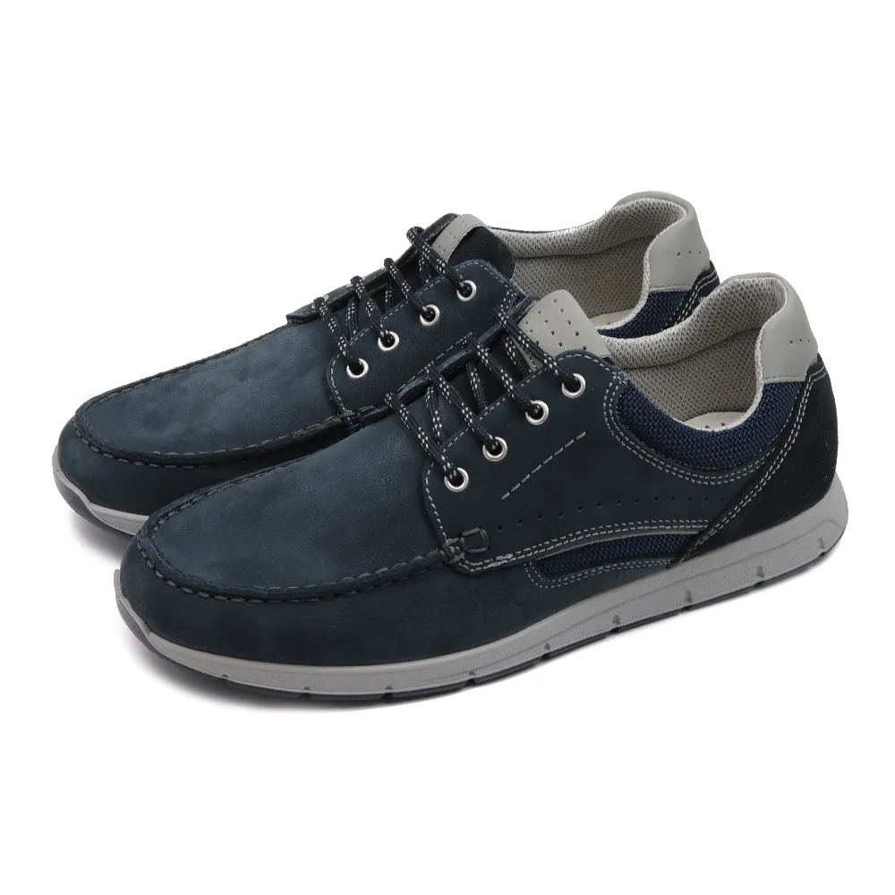【IMAC】義大利原廠超輕量麂皮壓線綁帶休閒鞋 藍色(551360-BU)