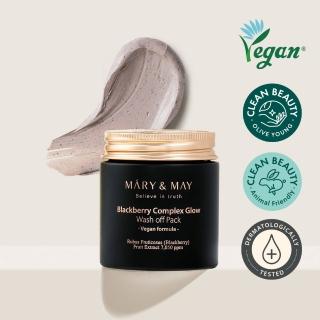 【MARY&MAY】韓國MARY&MAY 黑莓玻尿酸潔淨泥膜125g(一敷有感 黑莓柔膚緊緻毛孔)