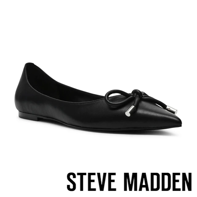 steve madden CHIMES 尖頭蝴蝶結平底娃娃鞋(黑色)