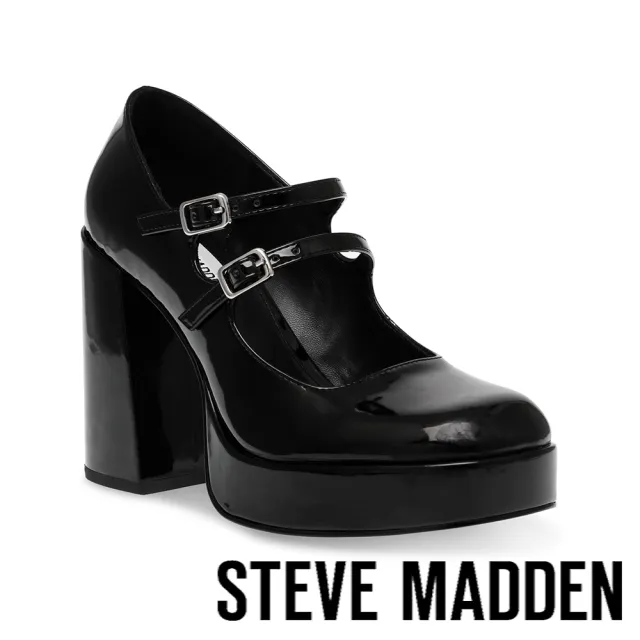【steve madden】CABERNET 厚底粗跟瑪麗珍鞋(鏡黑)