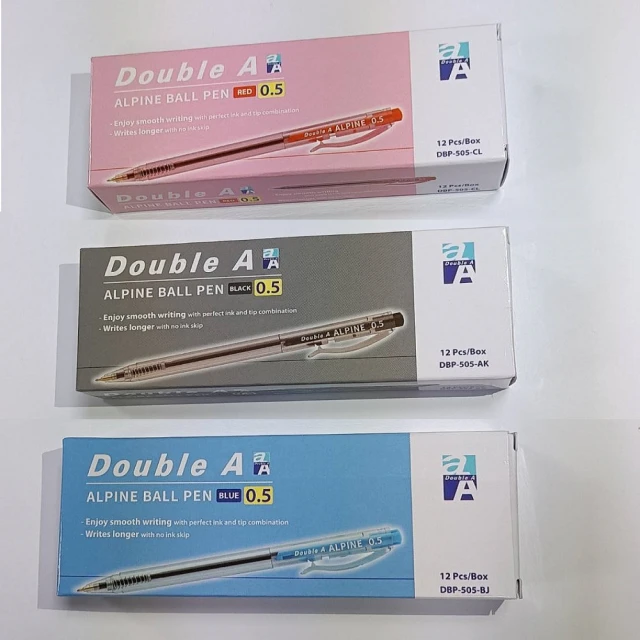 Double A Alpine 按壓式原子筆-黑 0.5mm(12支/盒 DABP24002)