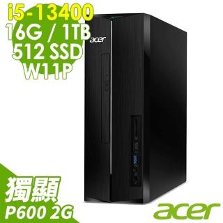 【Acer 宏碁】i5 P600十核繪圖電腦(XC-1780/i5-13400/16G/512G SSD+1TB HDD/P600-2G/W11P)