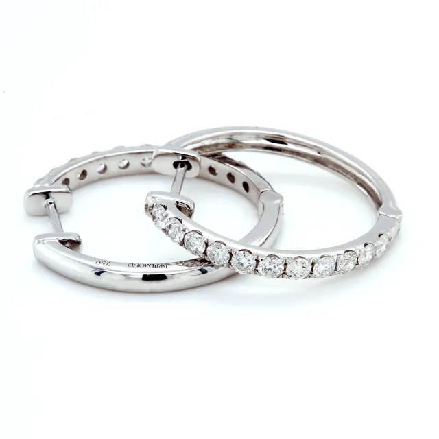 【BRILLMOND JEWELRY】18K金 50分 環式鑽石耳環(鑽石總重50分 全18K金台)