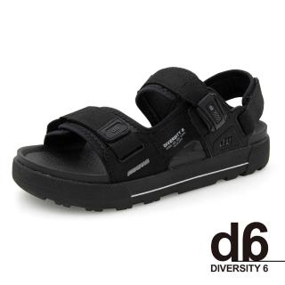 【G.P】d6系列 Q軟舒適雙帶涼拖鞋 男鞋(黑色)