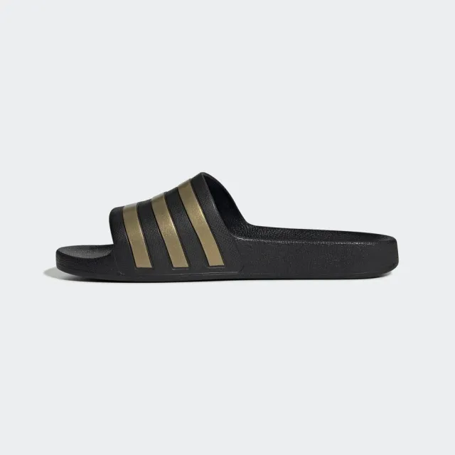 【adidas 愛迪達】Adilette Aqua 拖鞋 男鞋 女鞋 黑 金 運動拖鞋(EG1758)