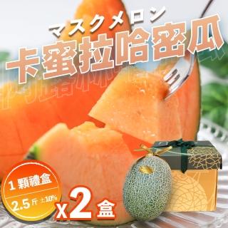 【果樹寶石】溫室卡蜜拉橘肉大顆哈密瓜1入禮盒x2盒（2.5斤/顆）(下單才採最新鮮 農場常溫直送)(中秋禮盒)