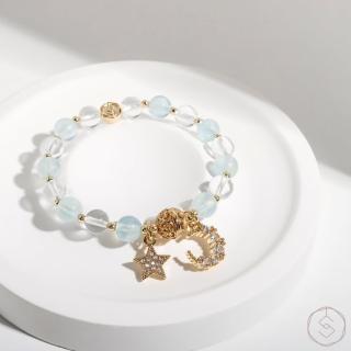 【SPANCONNY 飾品控】月蝕 l 海藍寶 白水晶 l 兒童水晶手鍊(提升自信+溝通表達)