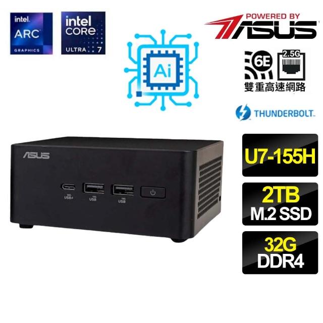 ASUS 華碩 NUC Ultra 7十六核{藍天白雲} AI PC 迷你電腦 Ultra 7-155H 32G 2T M.2