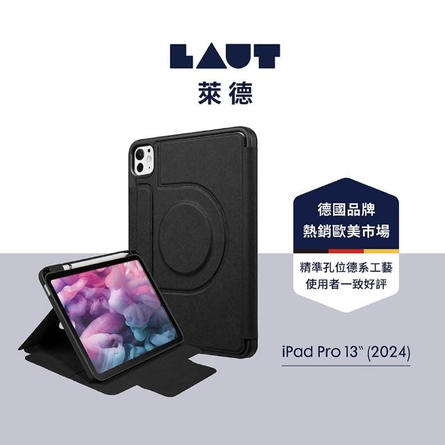 【LAUT 萊德】iPad Pro 13吋 （2024） 透明背板360可拆式多功能保護殼-黑(平板殼)