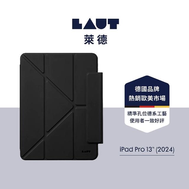 【LAUT 萊德】iPad Pro 13吋 （2024） 透明背板可拆式多功能保護殼-黑(平板殼)