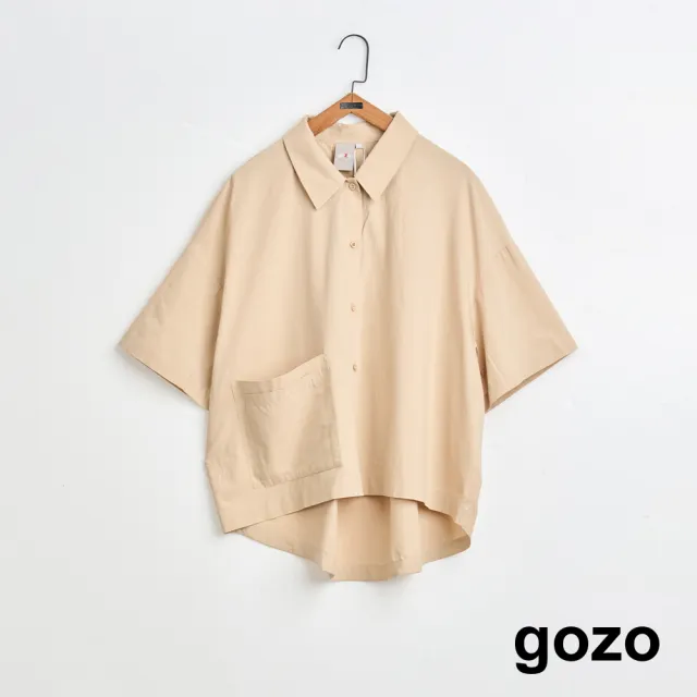 【gozo】MOMO獨家款★限量開賣 雙層口袋擴型短袖襯衫(兩色)