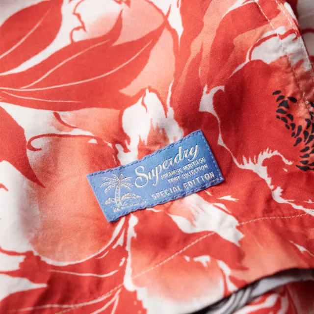 【Superdry】男裝 短袖襯衫 質感花襯衫 Hawaiian Resort(紅)