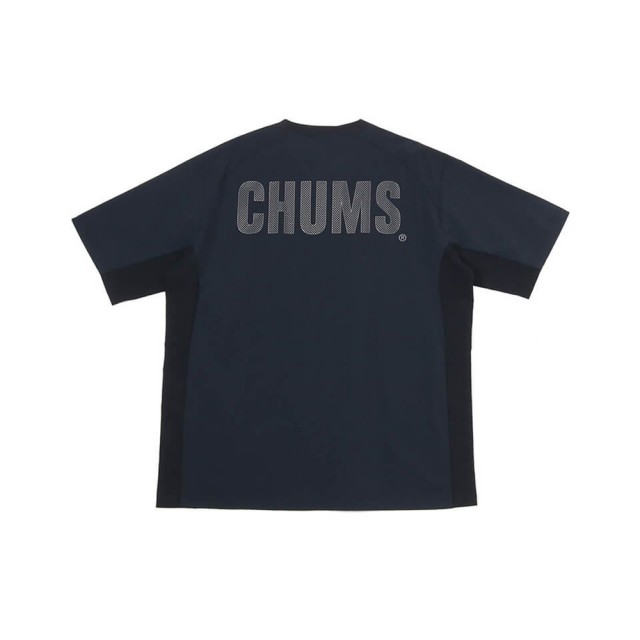 【CHUMS】CHUMS 休閒 男 女 Airtrail Stretch CHUMS T-Shirt短袖上衣  黑色(CH012344K001)