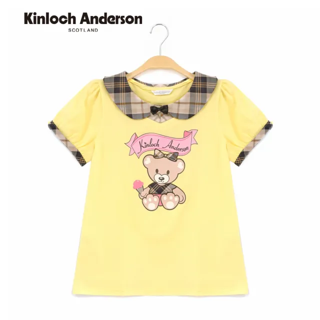 【Kinloch Anderson】格紋小領熊熊短袖上衣 金安德森女裝(KA0555327 藍/黃)