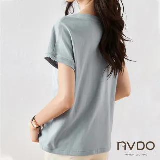 【NVDO】現貨 韓版拼接鏤空美肩短袖上衣(M-2XL/短袖T恤/F194/售完不補)