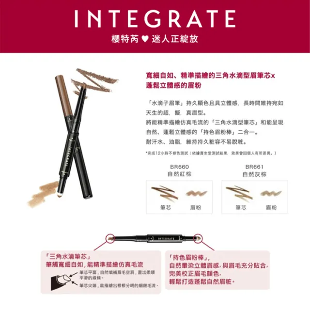 【INTEGRATE】繪型持色兩用眉粉筆BR660_BR661(水滴子眉筆 一筆打造超擬真眉型)