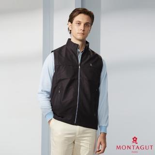 【MONTAGUT 夢特嬌】立領休閒條紋薄背心(S3402-88深灰)