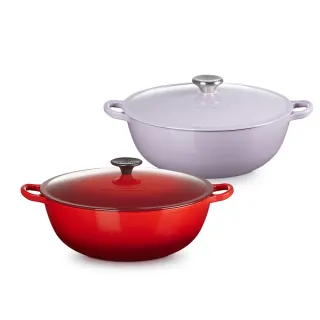 【Le Creuset】琺瑯鑄鐵鍋媽咪鍋28cm(雪紡粉/溫桲黃 2色選1)