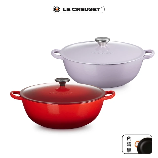 【Le Creuset】琺瑯鑄鐵鍋媽咪鍋28cm(雪紡粉/溫桲黃 2色選1)