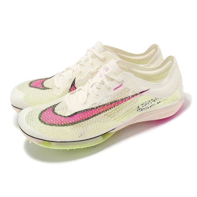 NIKE 耐吉 田徑釘鞋 Air Zoom Victory 男鞋 綠粉 針織 輕量 氣墊 碳板 田徑鞋(CD4385-101)