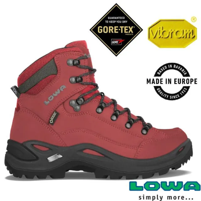 【LOWA】女 歐洲製造 RENEGADE GTX 中高筒防水透氣多功能健行鞋_登山鞋(LW320945-0343 椒紅)
