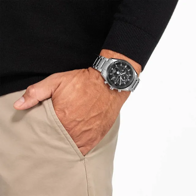【CITIZEN 星辰】GENTS 月相電波接收 鈦金屬 計時手錶-43mm(BY1018-80E)