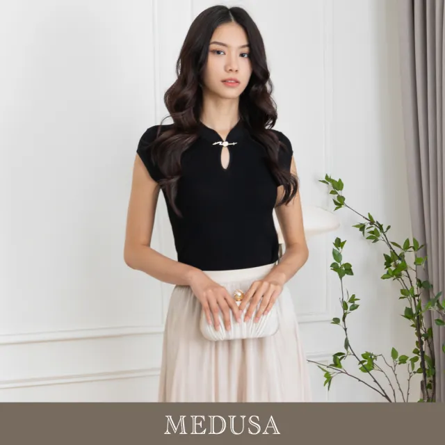 【MEDUSA 曼度莎】現貨-ICare 中國風盤釦小立領針織衫 - 3色（F）｜女上衣 針織上衣 女背心(310-09511)