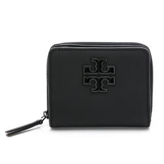 【TORY BURCH】對開拉鍊零錢袋釦式短夾（消光黑）