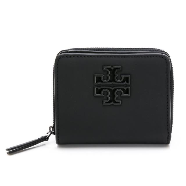 【TORY BURCH】對開拉鍊零錢袋釦式短夾（消光黑）