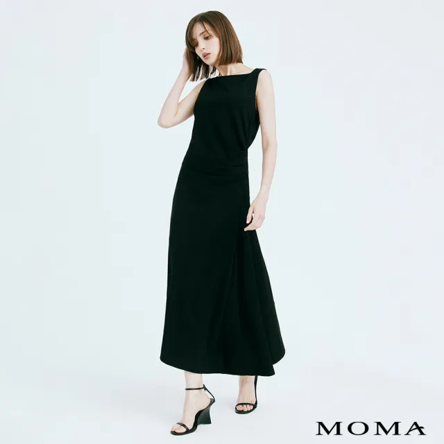 【MOMA】個性抓皺不對稱洋裝(黑色)
