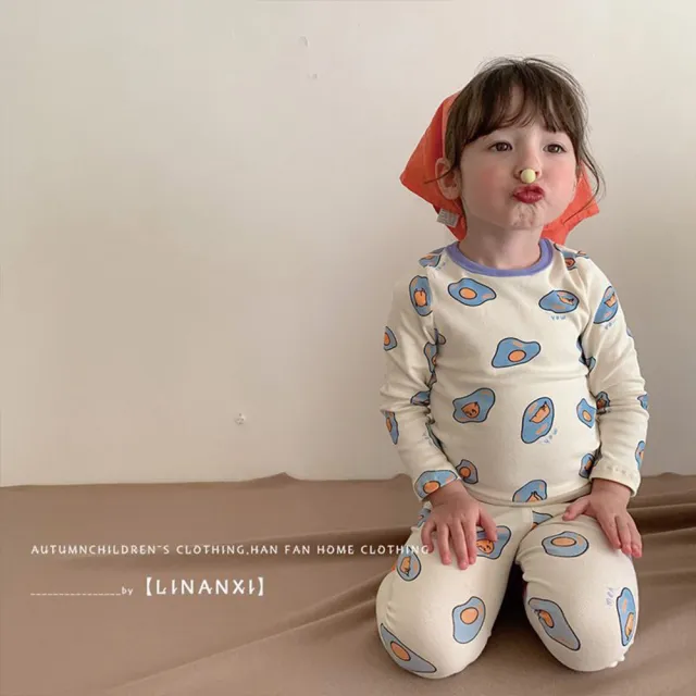 【MANI 瑪尼】兒童韓風秋冬萊卡套裝(男女童彈力居家服 秋冬保暖套裝 萊卡棉居家服)