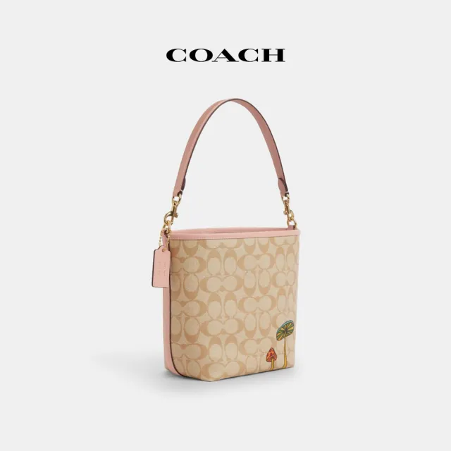 【COACH蔻馳官方直營】CITY經典Logo印花水桶包COACH X OBSERVED BY US-IM/淺卡其色 混合色(CU394)