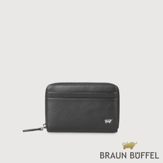 【BRAUN BUFFEL 德國小金牛】臺灣總代理 布爾斯 拉鍊零錢包-黑色(BF532-163-BK)