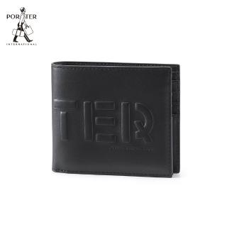 【PORTER INTERNATIONAL】時尚躍動ALPHA真皮雙折短夾(黑)