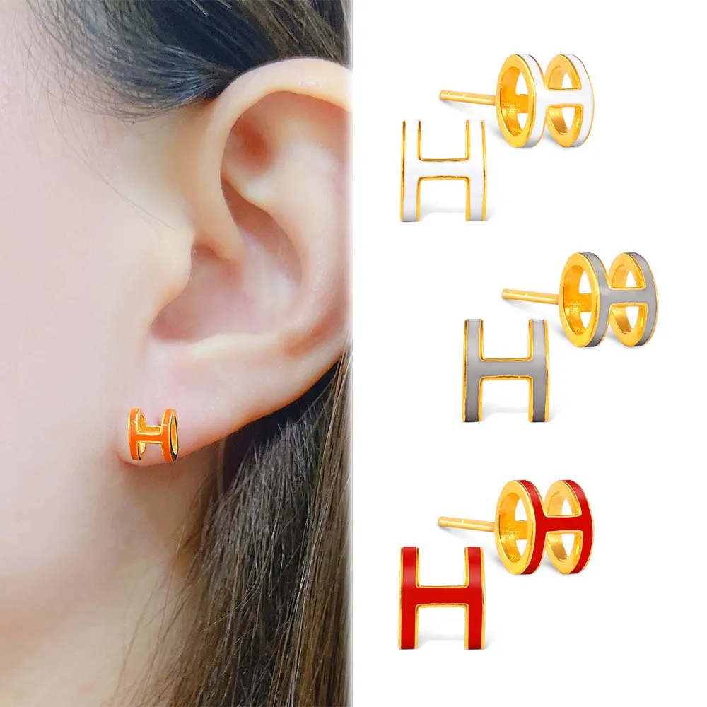 【GJS 金敬順】黃金耳環經典H-耳針式多選1(金重:0.52錢/+-0.05錢)