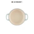 【Le Creuset】典藏琺瑯鑄鐵鍋圓鍋 22cm(海洋之花-鋼頭-內鍋白)