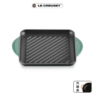 【Le Creuset】琺瑯鑄鐵鍋雙耳正方烤盤 24cm(綠光森林)