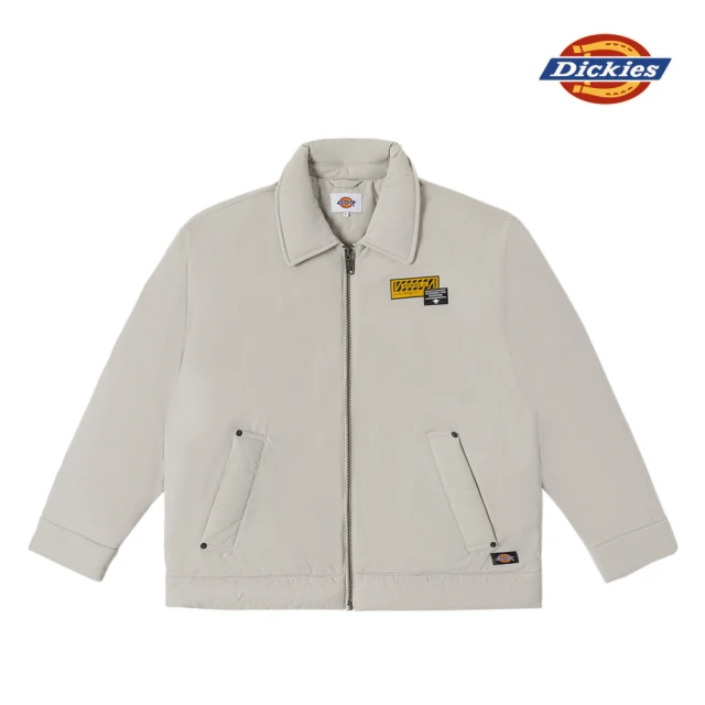 Dickies 男款米灰色兩側開放式口袋休閒保暖艾森豪夾克｜DK010920ST0