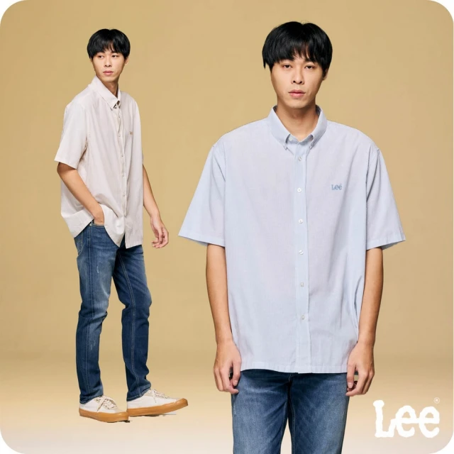Lee 男裝 短袖襯衫 / 薄棉 雙色細條紋 季節性版型(LB405003184/LB405003185)