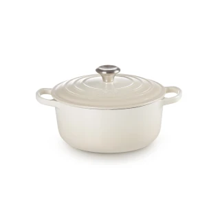 【Le Creuset】典藏琺瑯鑄鐵鍋圓鍋22cm(蛋白霜)