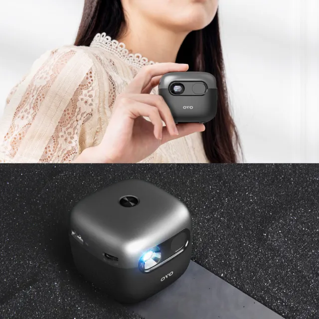 【OVO】小蘋果 微型真無線行動智慧投影機 U1-B 酷勁黑(亮度增強 支援側投 內建喇叭 娛樂/露營/戶外)